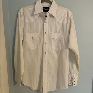 Wrangler White Long-Sleeve Western Snap Shirt